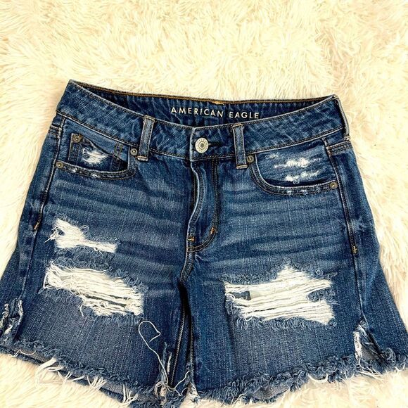AE Baggy Super distressed no stretch denim shorts - Picture 1 of 4